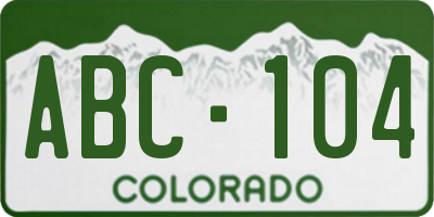 CO license plate ABC104