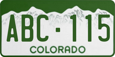 CO license plate ABC115