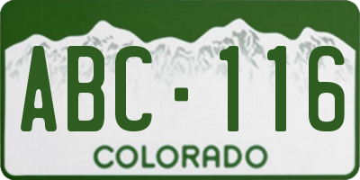 CO license plate ABC116