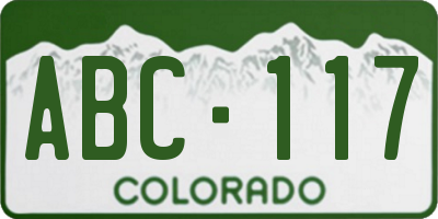 CO license plate ABC117