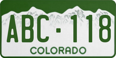 CO license plate ABC118
