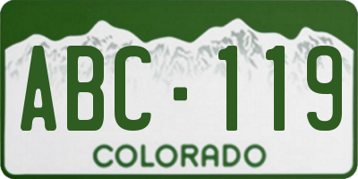 CO license plate ABC119