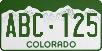 CO license plate ABC125