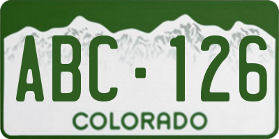 CO license plate ABC126
