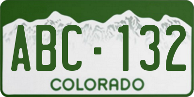 CO license plate ABC132