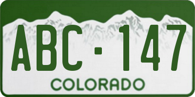 CO license plate ABC147