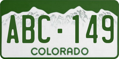 CO license plate ABC149