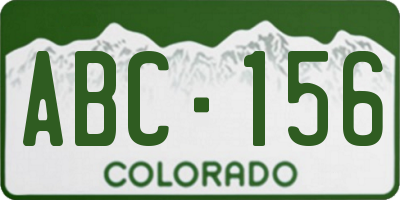 CO license plate ABC156