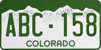 CO license plate ABC158