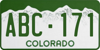 CO license plate ABC171