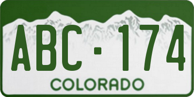 CO license plate ABC174