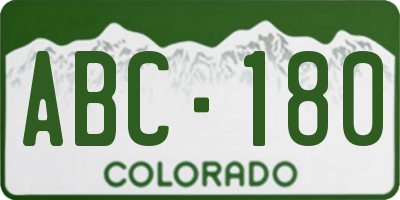 CO license plate ABC180