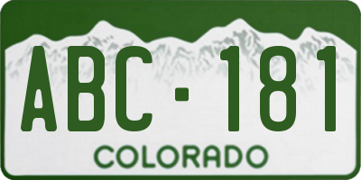 CO license plate ABC181