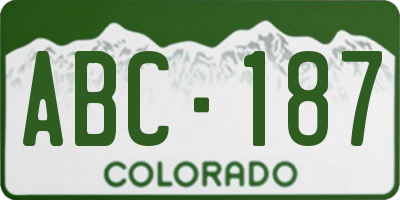CO license plate ABC187