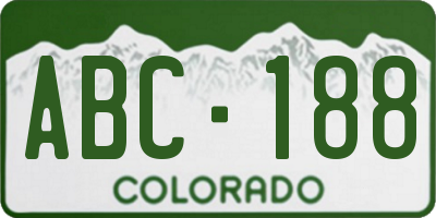 CO license plate ABC188