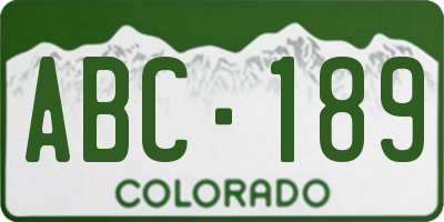 CO license plate ABC189