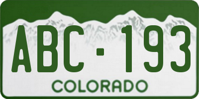 CO license plate ABC193