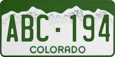 CO license plate ABC194