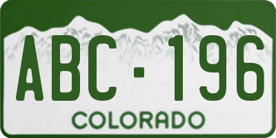 CO license plate ABC196