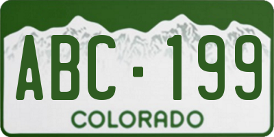 CO license plate ABC199