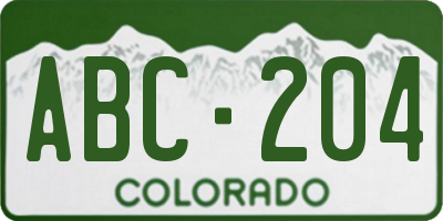 CO license plate ABC204