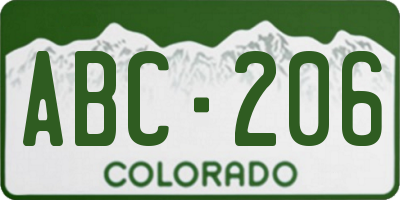 CO license plate ABC206