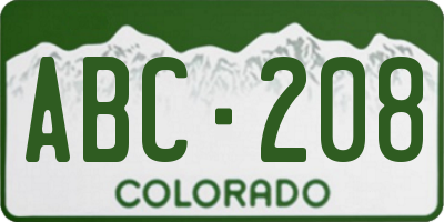 CO license plate ABC208