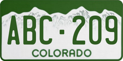 CO license plate ABC209