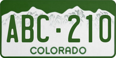 CO license plate ABC210