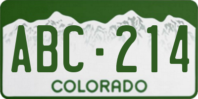 CO license plate ABC214