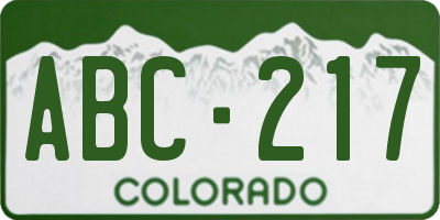 CO license plate ABC217