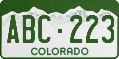 CO license plate ABC223