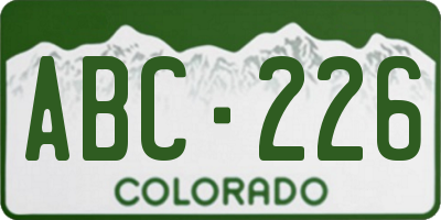 CO license plate ABC226
