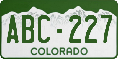 CO license plate ABC227