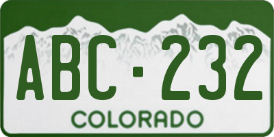 CO license plate ABC232
