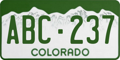CO license plate ABC237