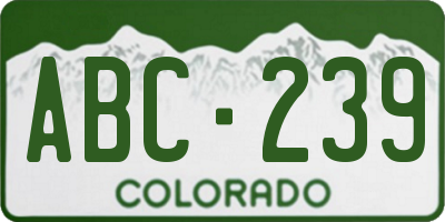 CO license plate ABC239