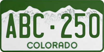 CO license plate ABC250
