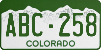 CO license plate ABC258