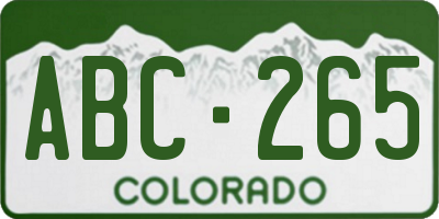 CO license plate ABC265