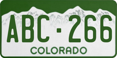 CO license plate ABC266
