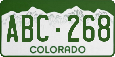 CO license plate ABC268
