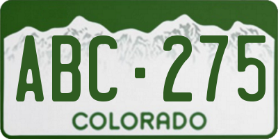 CO license plate ABC275