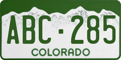CO license plate ABC285