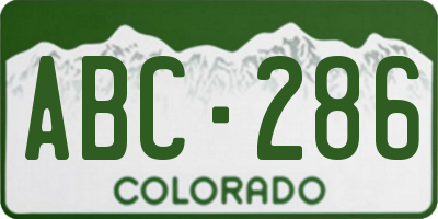 CO license plate ABC286