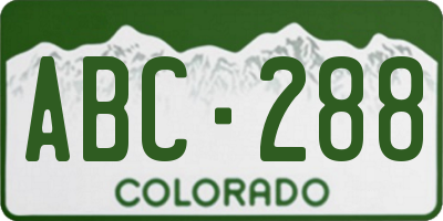 CO license plate ABC288
