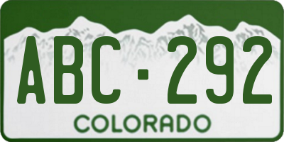 CO license plate ABC292