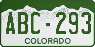 CO license plate ABC293