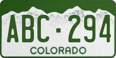 CO license plate ABC294