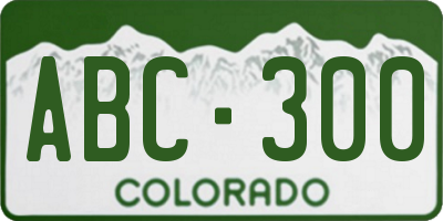 CO license plate ABC300